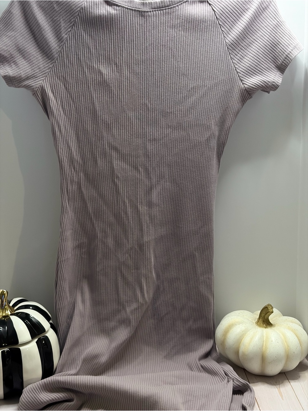 PINK Victoria's Secret Ribbed Long Sleeve Top in Taupe